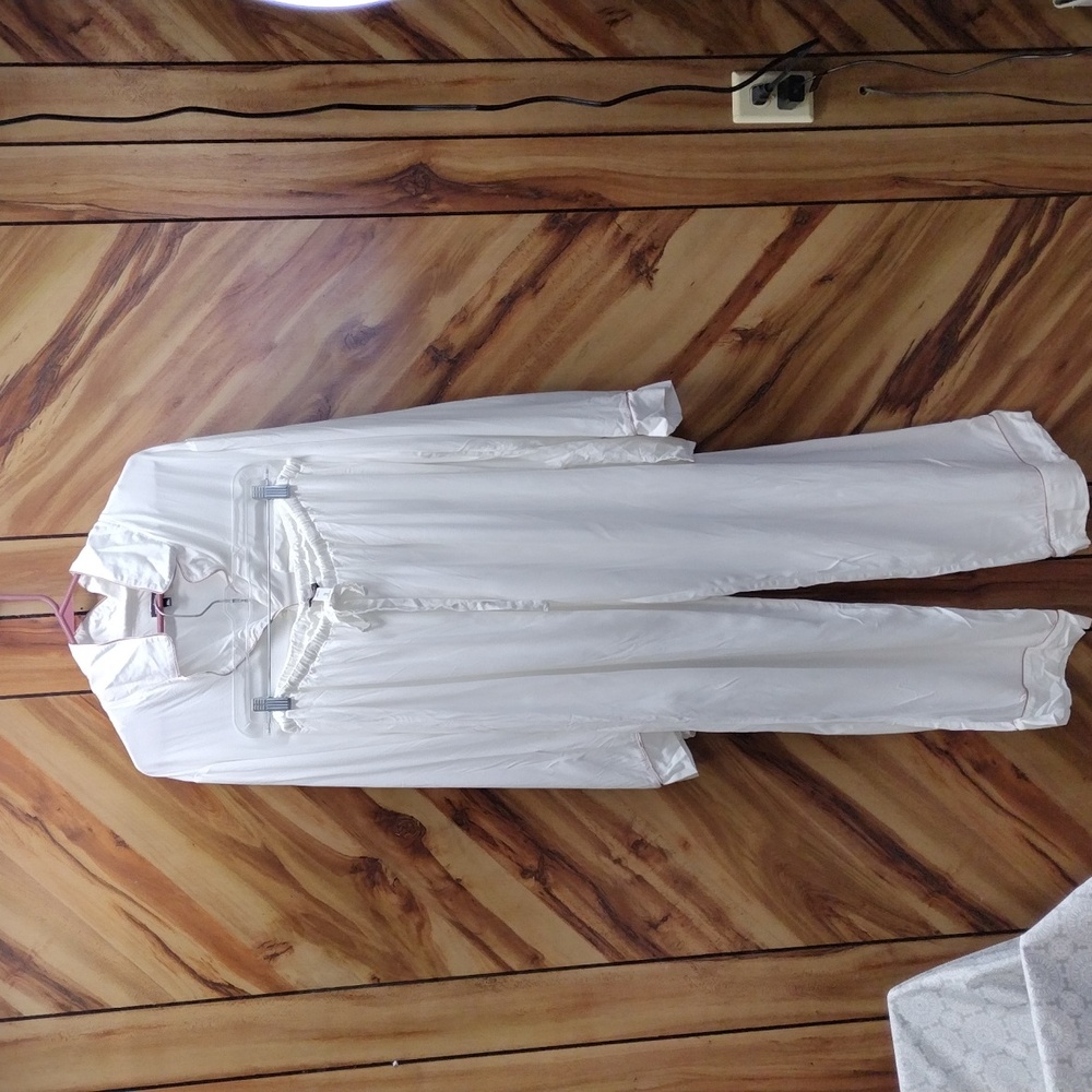 Cosabella Long sleeve Pajama Set White With Brown Trim Size XL - Picture 3 of 15